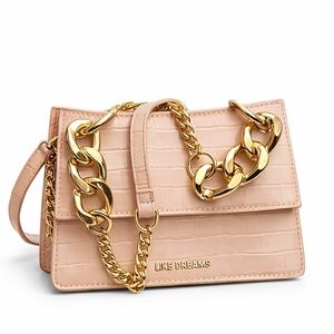 👜 LIKE DREAMS Blush Croc Mini Crossbody Bag – Gold Chain | NWT ✨💗